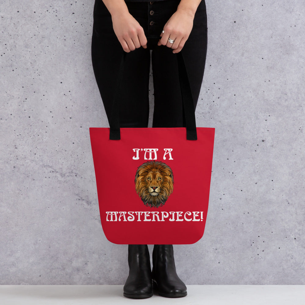 “I’M A MASTERPIECE!”Red Tote Bag W/White Font
