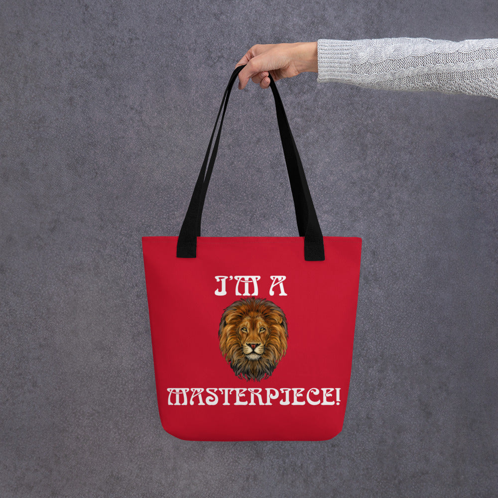 “I’M A MASTERPIECE!”Red Tote Bag W/White Font