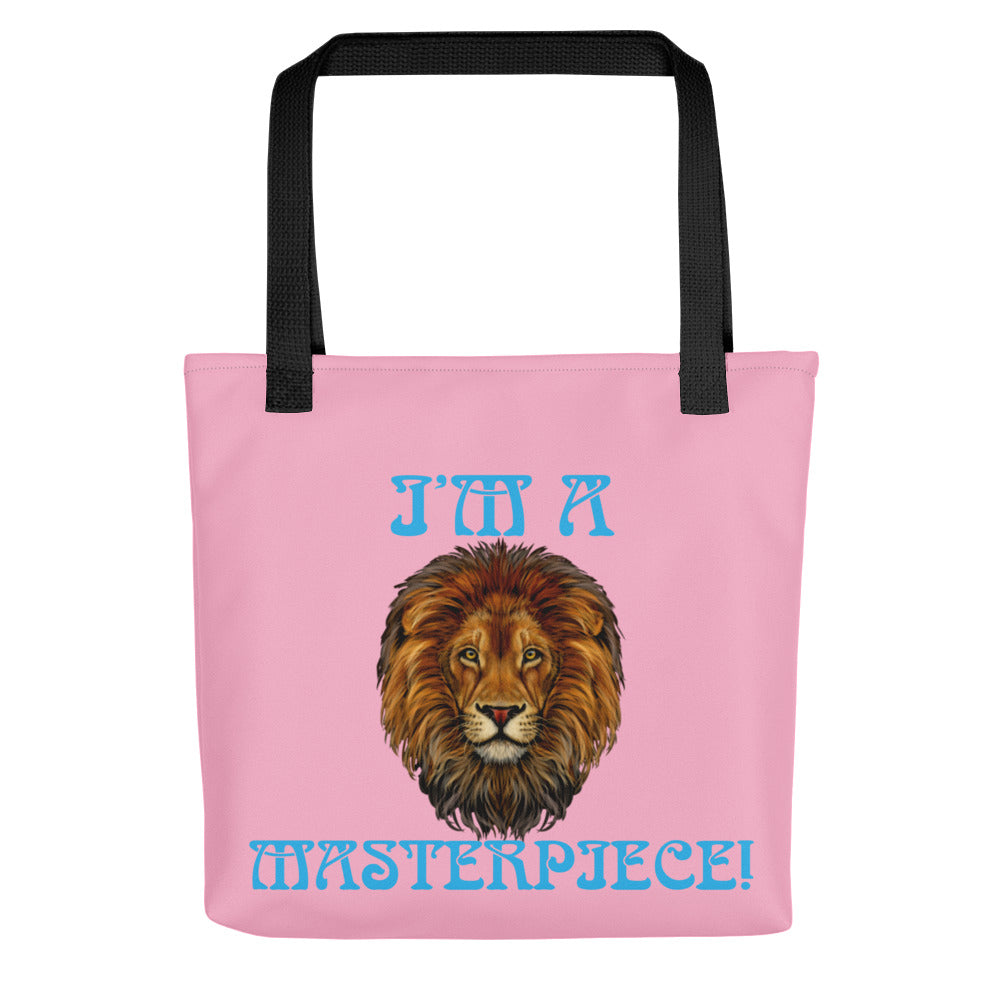 “I’M A MASTERPIECE!”Cotton Candy Tote Bag W/SkyBlue Font