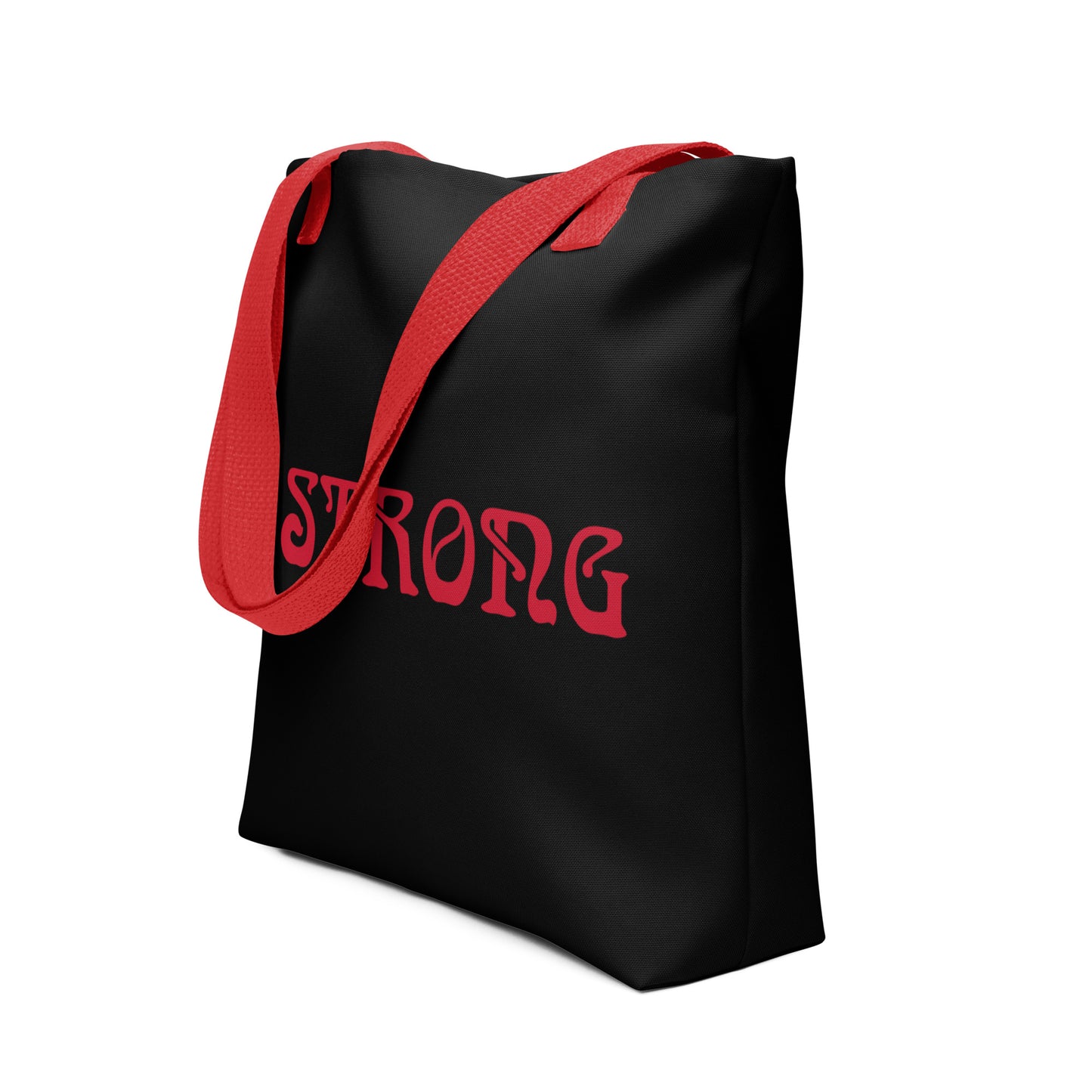 "STRONG"Black Tote Bag W/Red Font