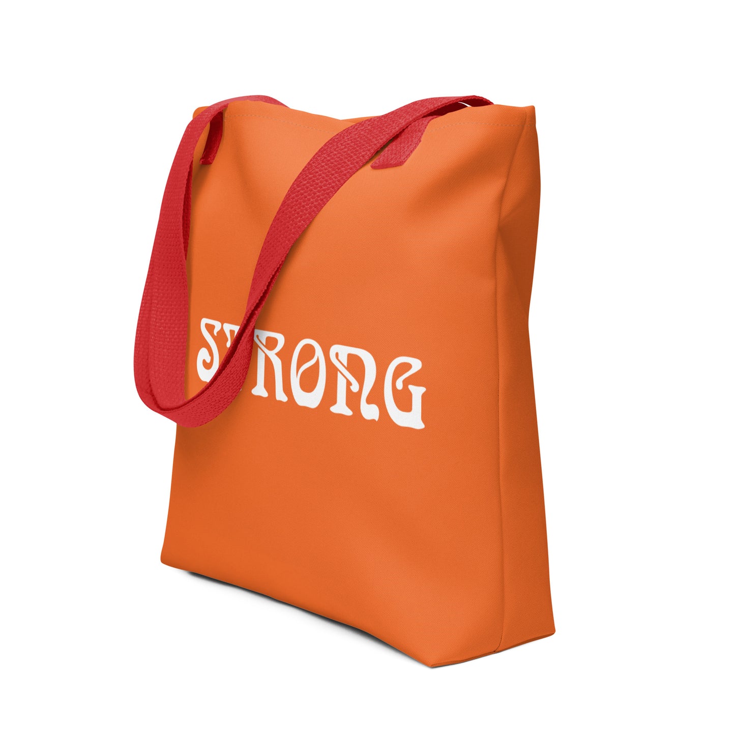 "STRONG"Orange Tote Bag W/White Font