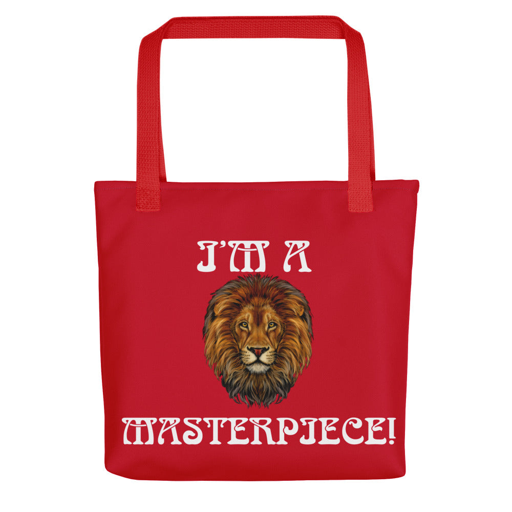 “I’M A MASTERPIECE!”Red Tote Bag W/White Font