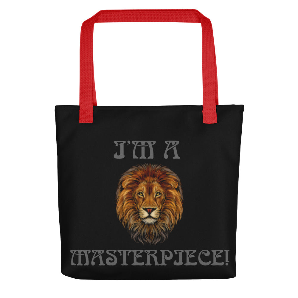 “I’M A MASTERPIECE!”Black Tote Bag W/Grey Font
