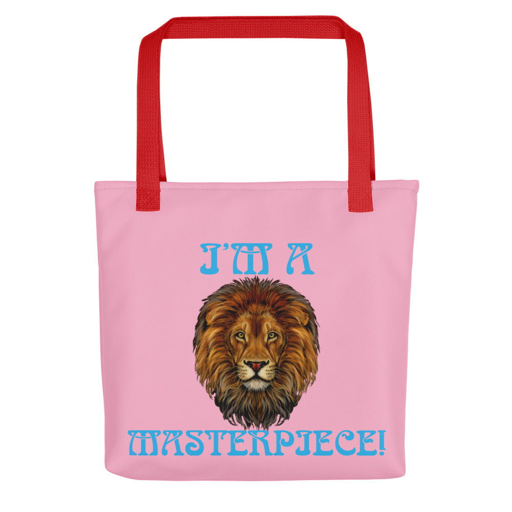 “I’M A MASTERPIECE!”Cotton Candy Tote Bag W/SkyBlue Font