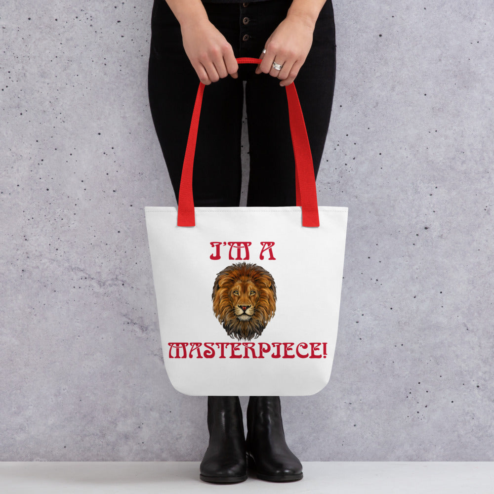 “I’M A MASTERPIECE!”White Tote Bag W/Red Font