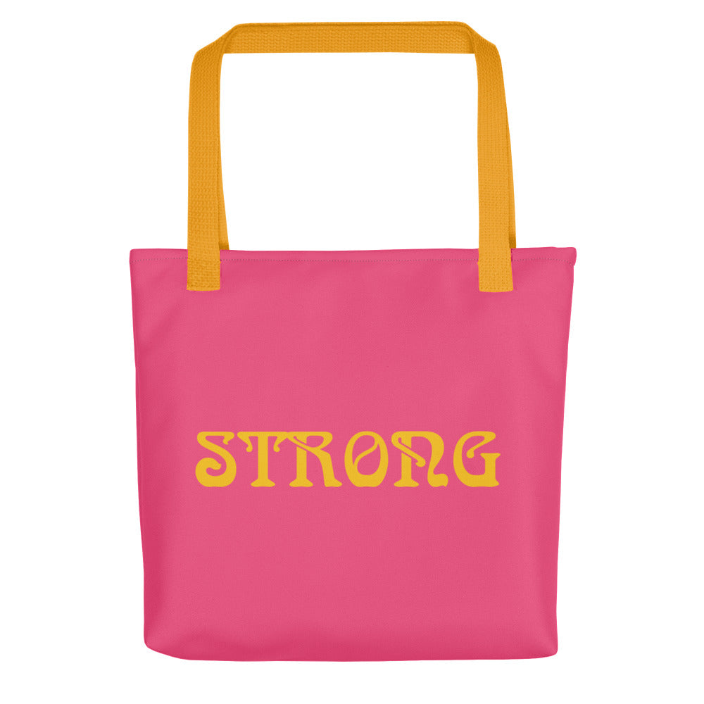 "STRONG"Cotton Candy Tote Bag W/Yellow Font