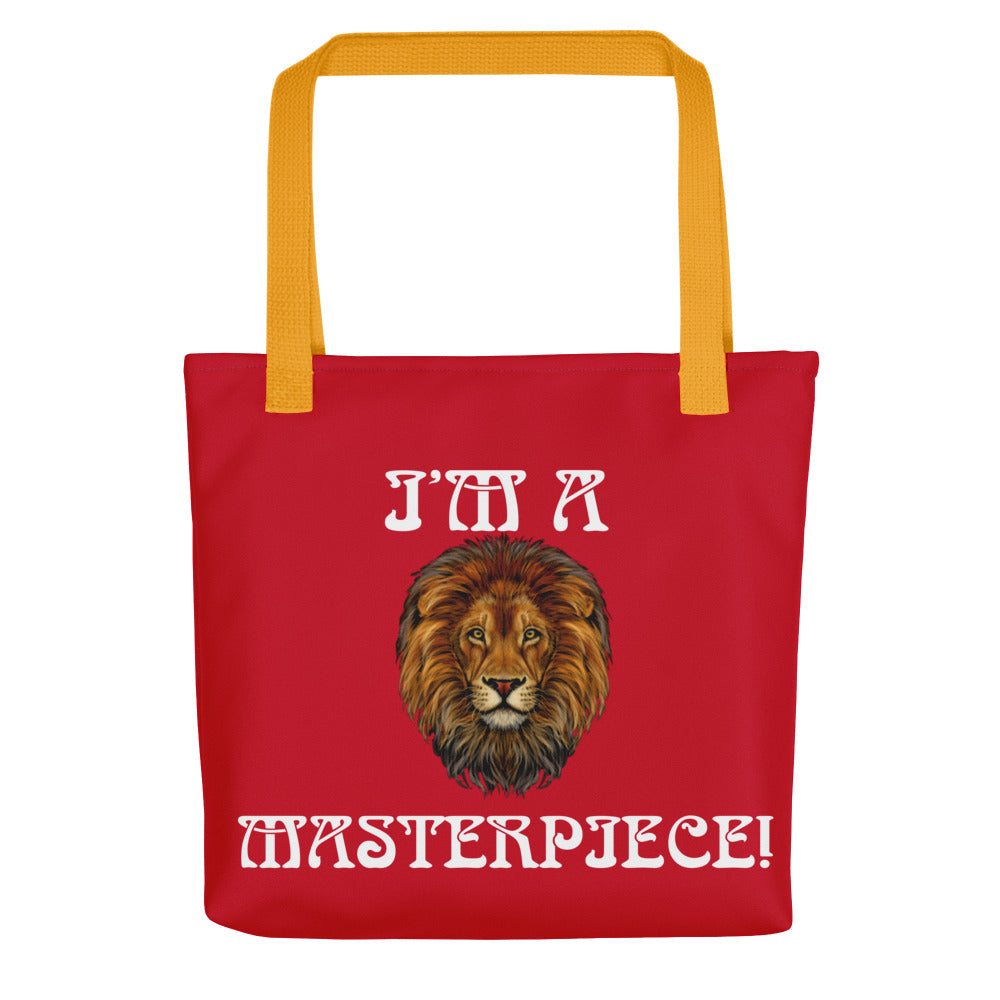 “I’M A MASTERPIECE!”Red Tote Bag W/White Font