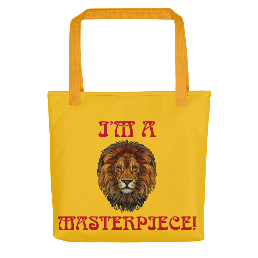 “I’M A MASTERPIECE!”Yellow Tote Bag W/Red Font