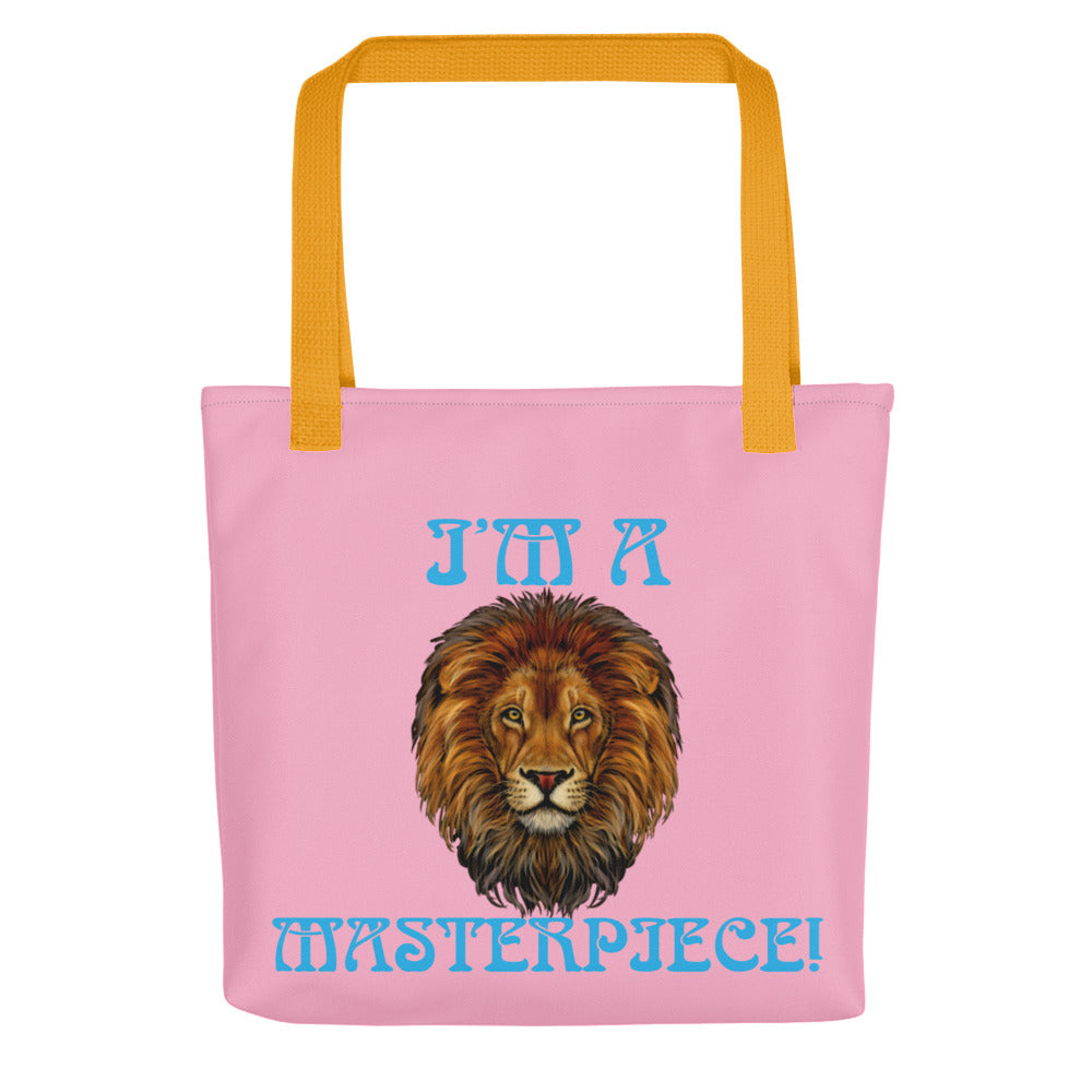 “I’M A MASTERPIECE!”Cotton Candy Tote Bag W/SkyBlue Font