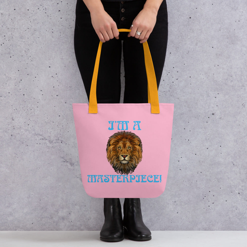 “I’M A MASTERPIECE!”Cotton Candy Tote Bag W/SkyBlue Font