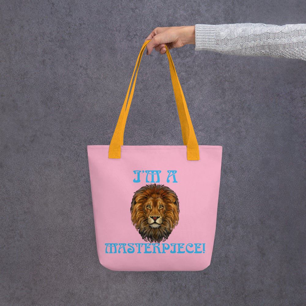 “I’M A MASTERPIECE!”Cotton Candy Tote Bag W/SkyBlue Font