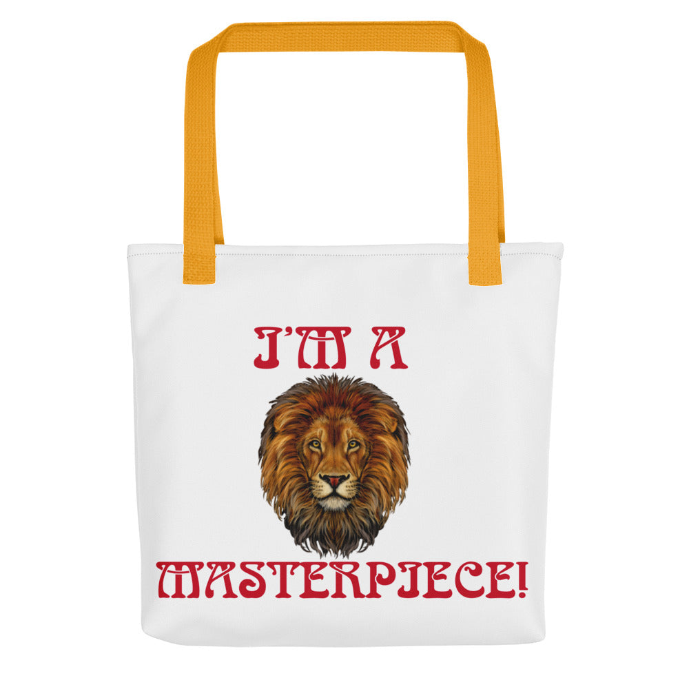 “I’M A MASTERPIECE!”White Tote Bag W/Red Font