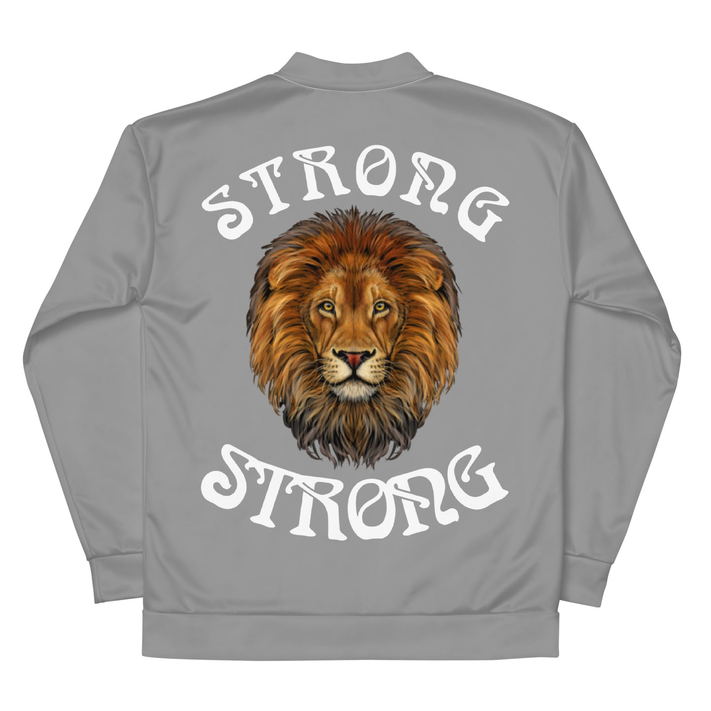 "STRONG"Grey Unisex Bomber Jacket W/White Font