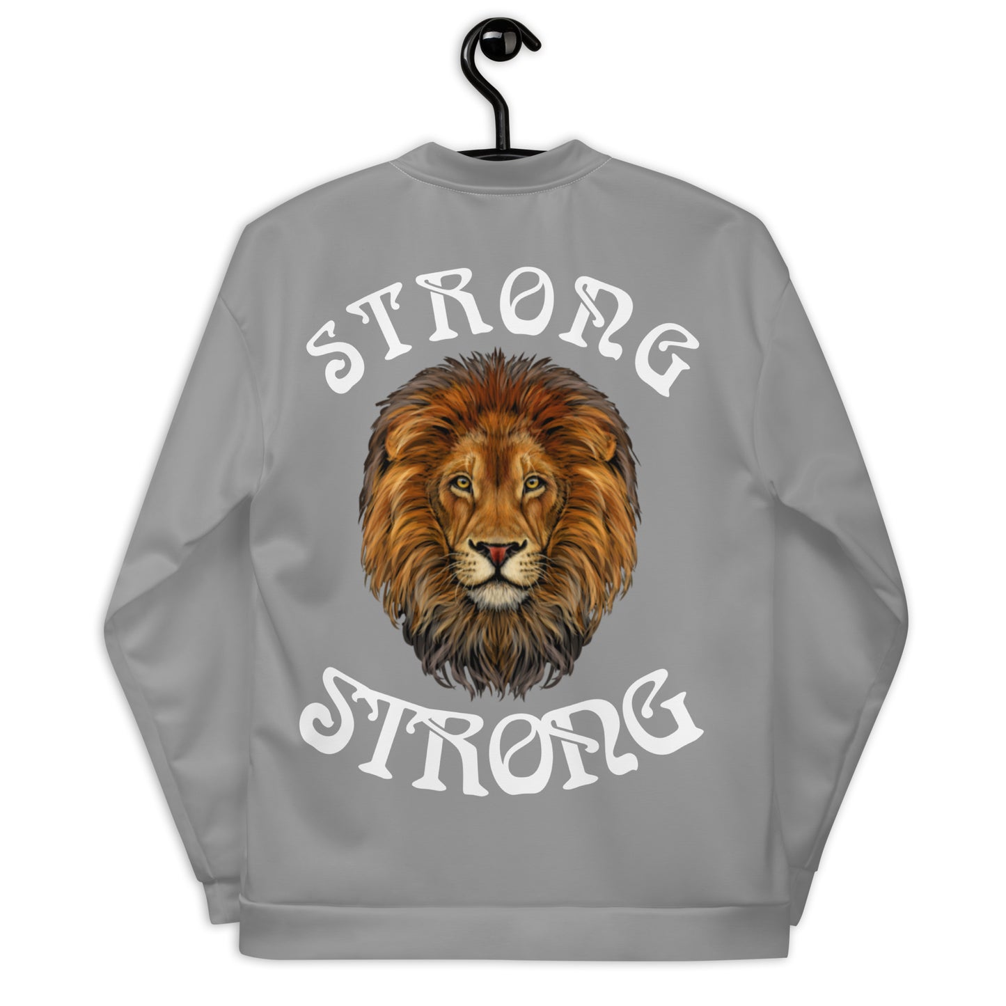 "STRONG"Grey Unisex Bomber Jacket W/White Font