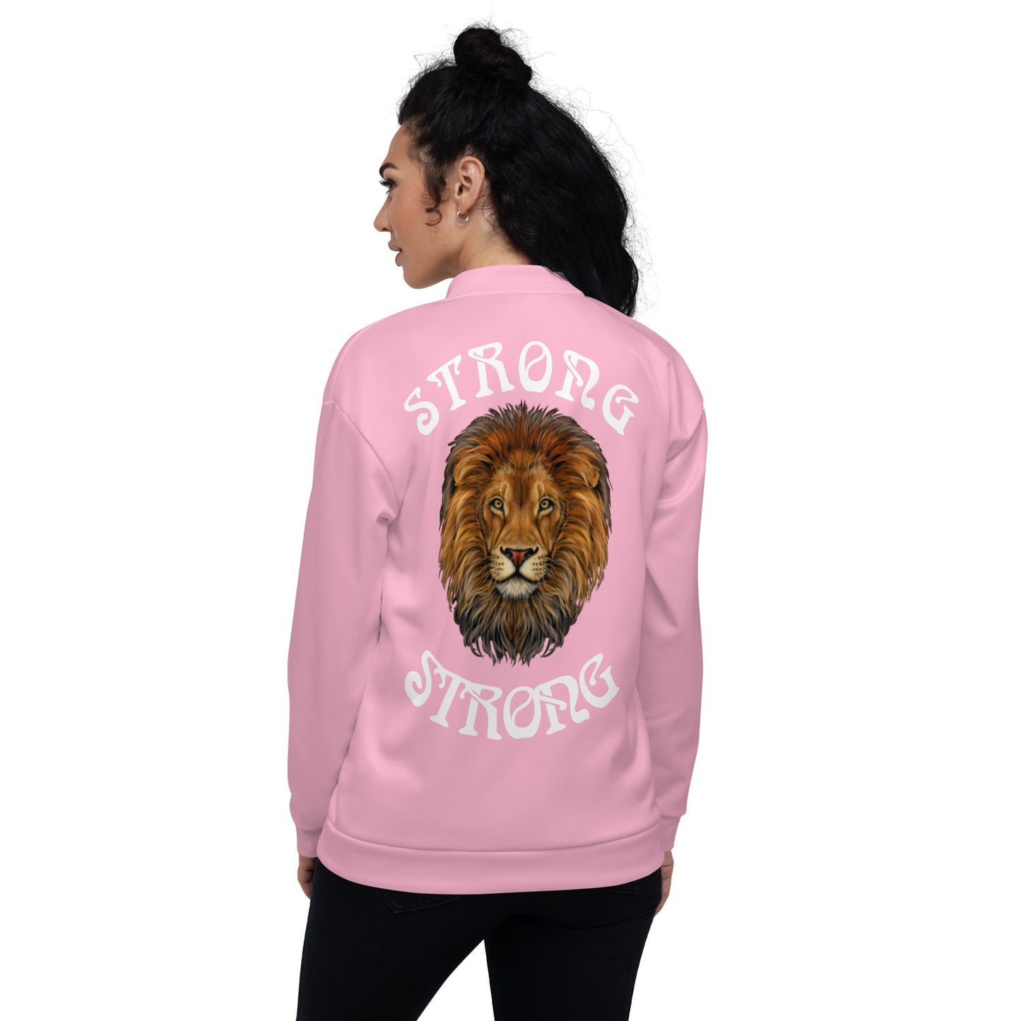 "STRONG"Cotton Candy Unisex Bomber Jacket W/White Font