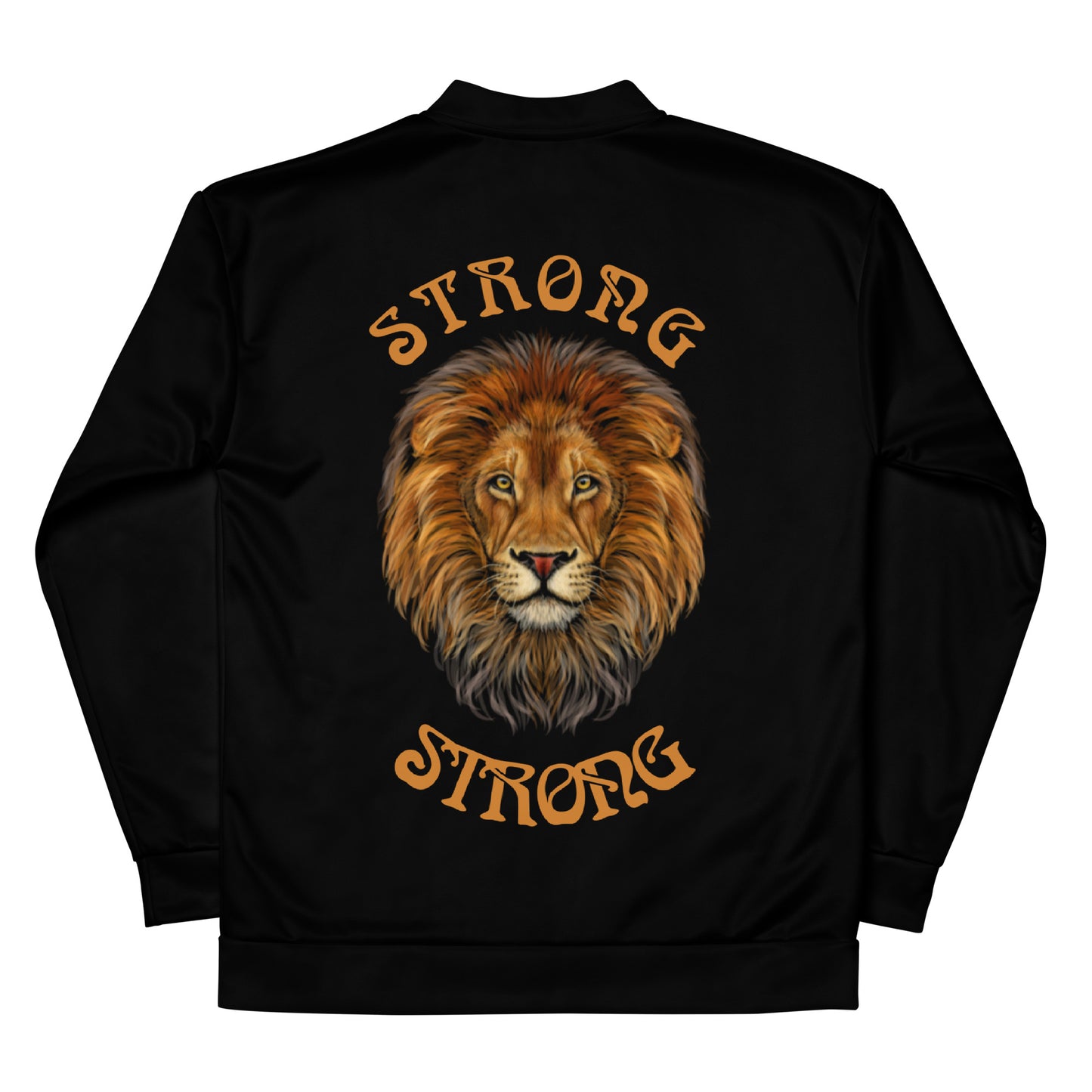 "STRONG"Black Unisex Bomber Jacket W/Bronze Font