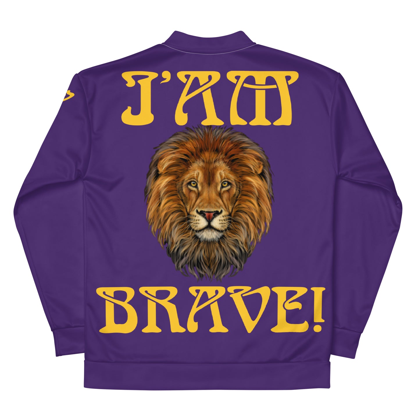“IAM BRAVE!”Purple Unisex Bomber Jacket W/Yellow Font