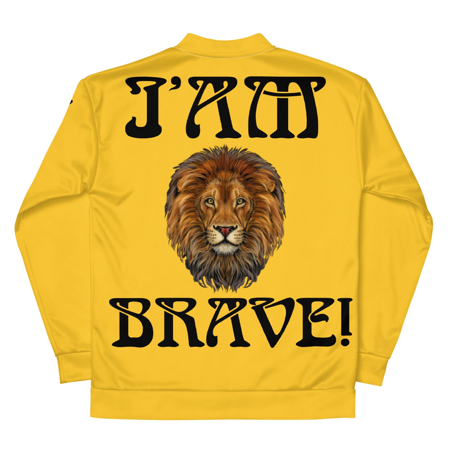 “IAM BRAVE!”Yellow Unisex Bomber Jacket W/Black Font