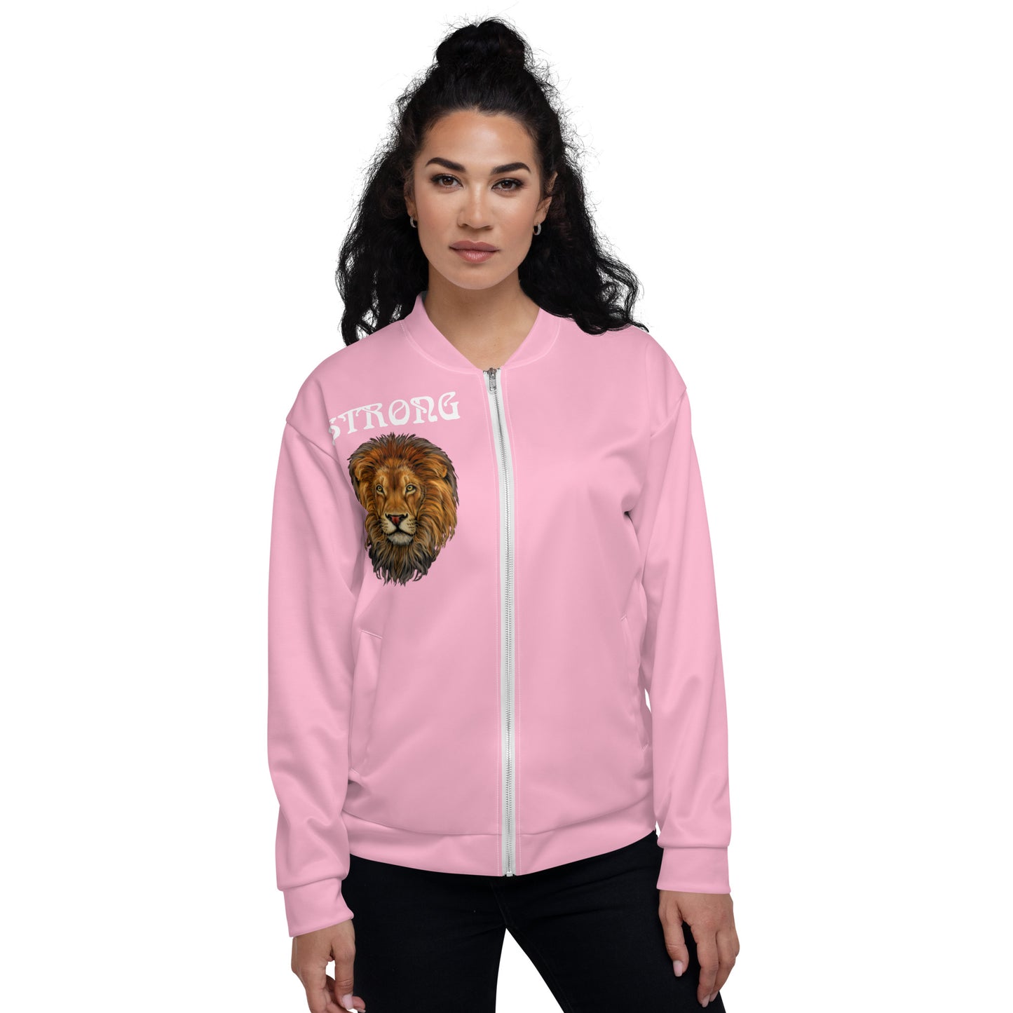"STRONG"Cotton Candy Unisex Bomber Jacket W/White Font