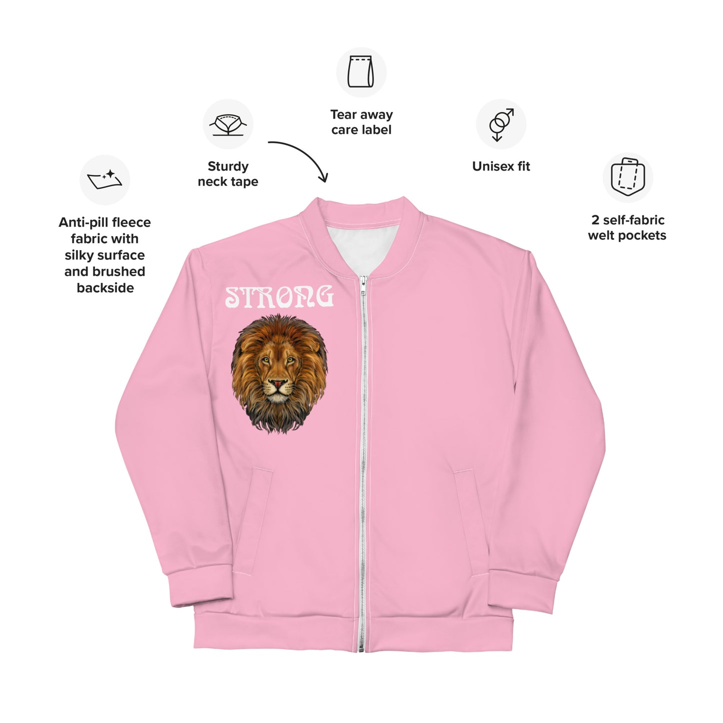 "STRONG"Cotton Candy Unisex Bomber Jacket W/White Font