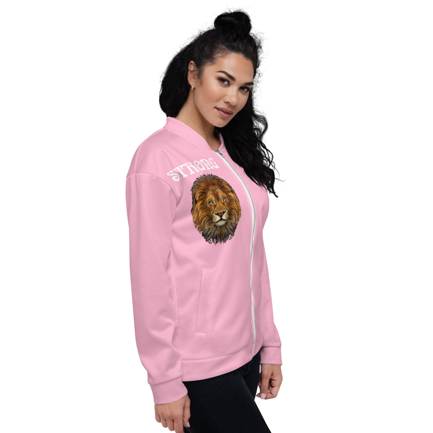 "STRONG"Cotton Candy Unisex Bomber Jacket W/White Font