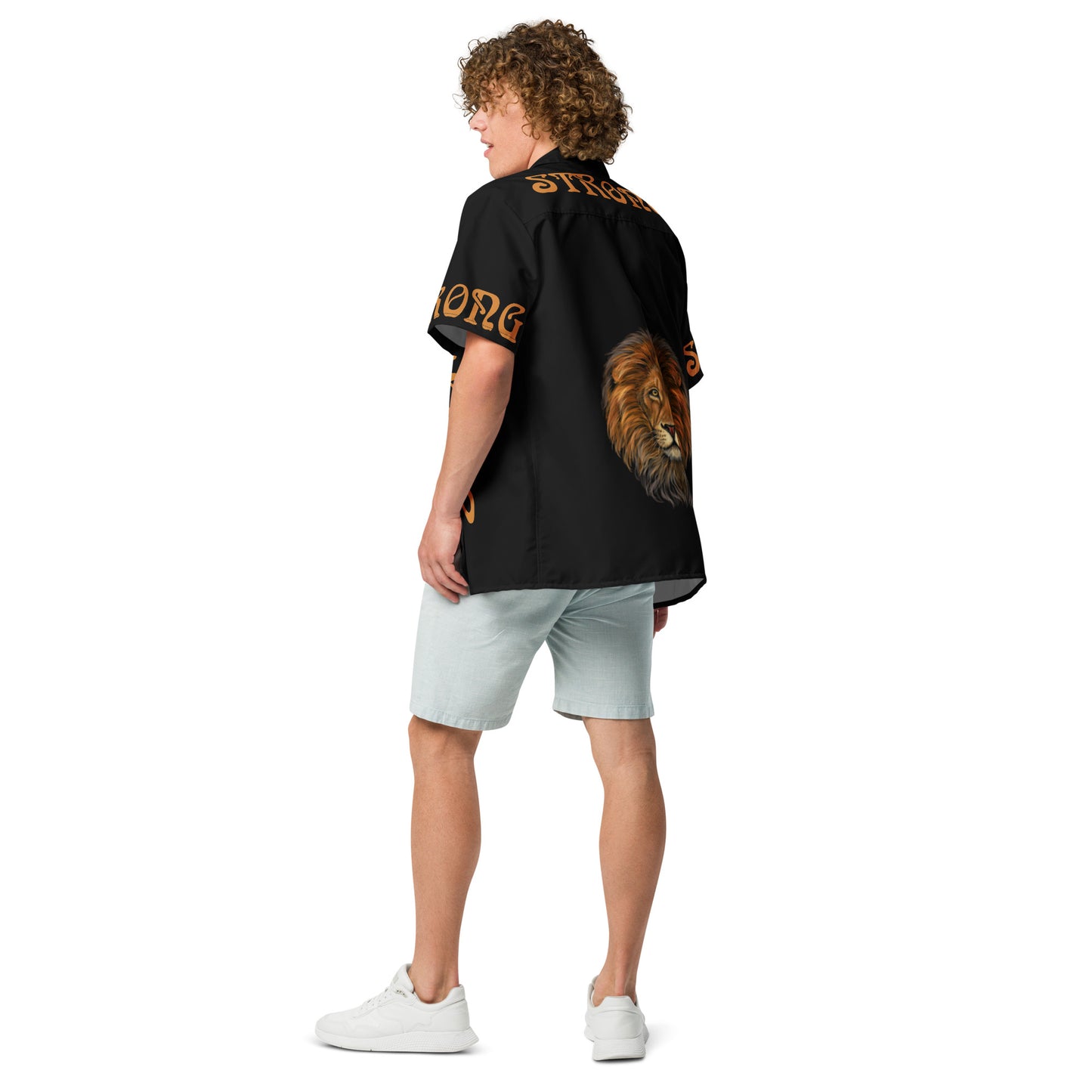 “STRONG” Black Unisex Button Shirt W/Bronze Font