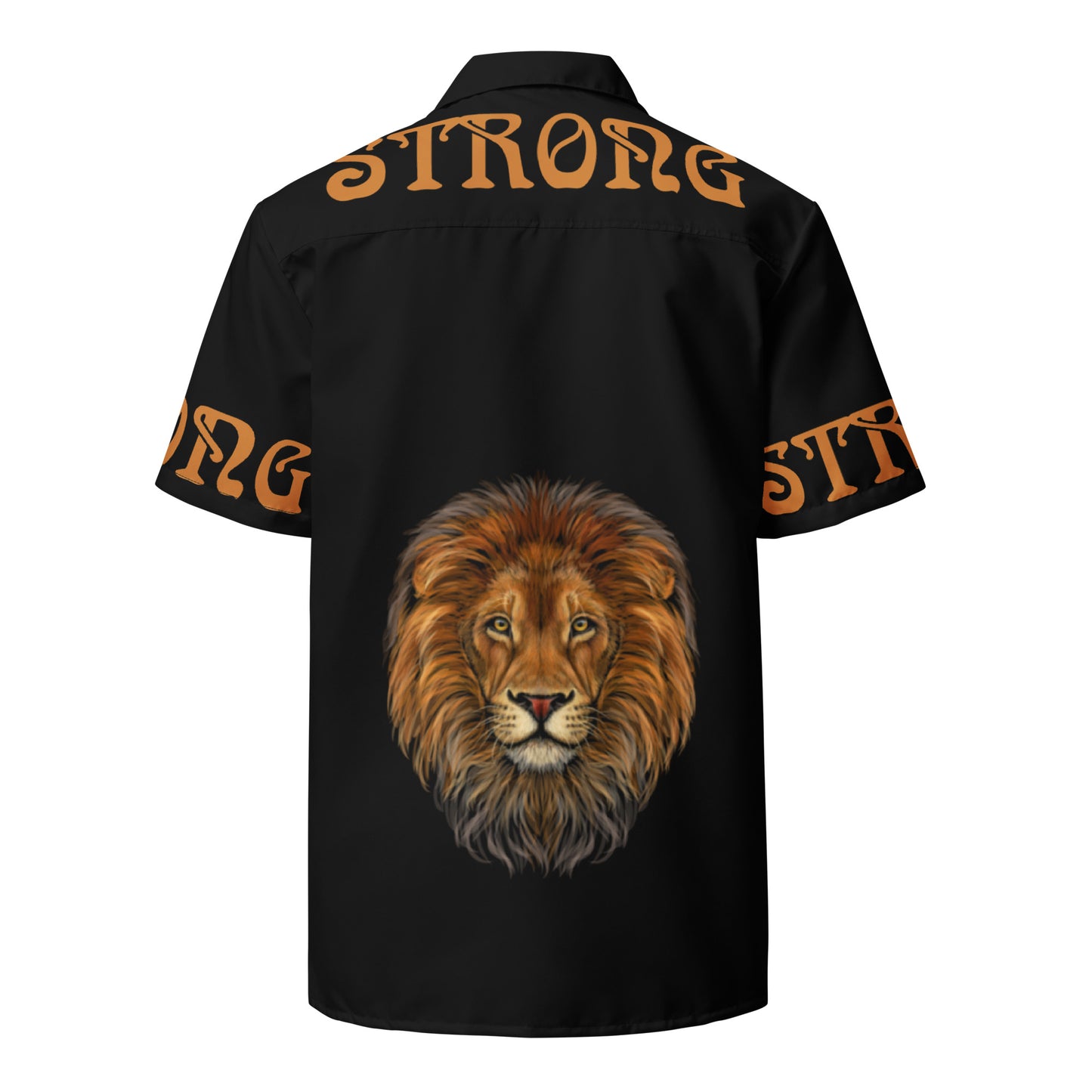 “STRONG” Black Unisex Button Shirt W/Bronze Font