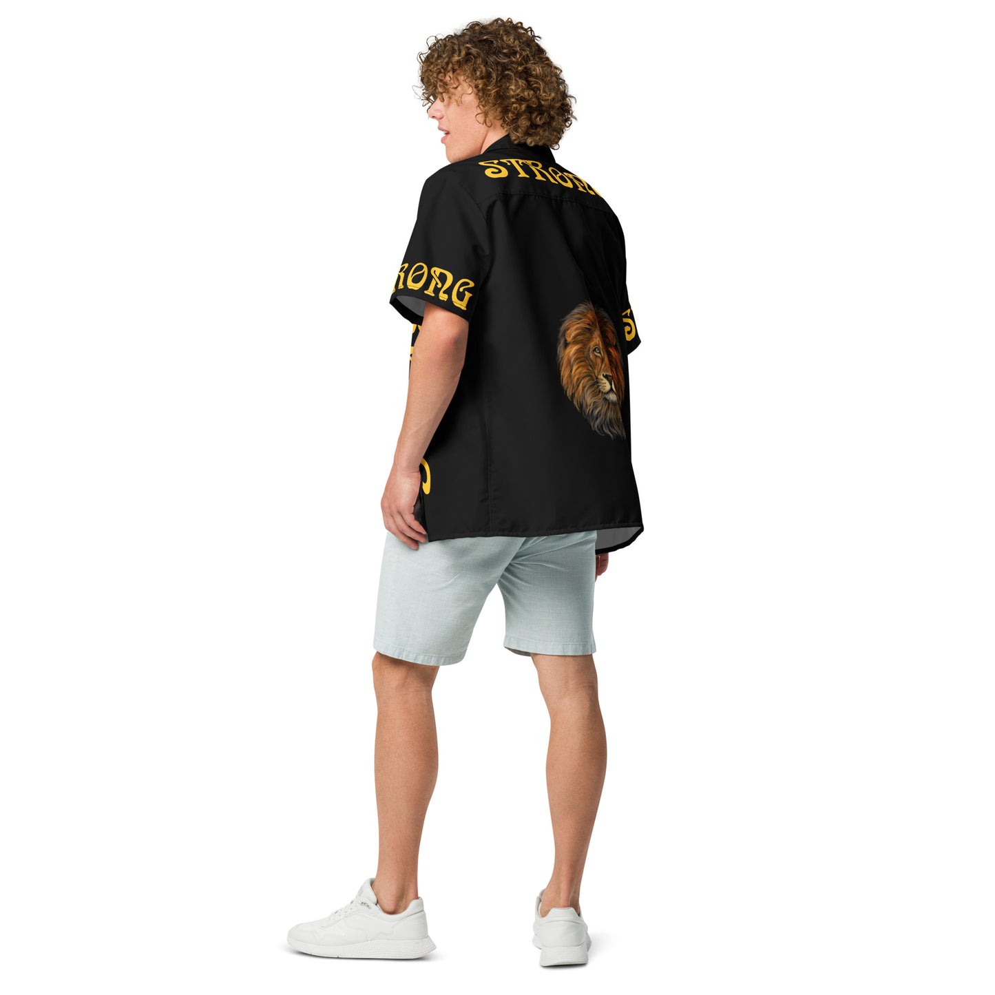“STRONG” Black Unisex Button Shirt W/Yellow Font
