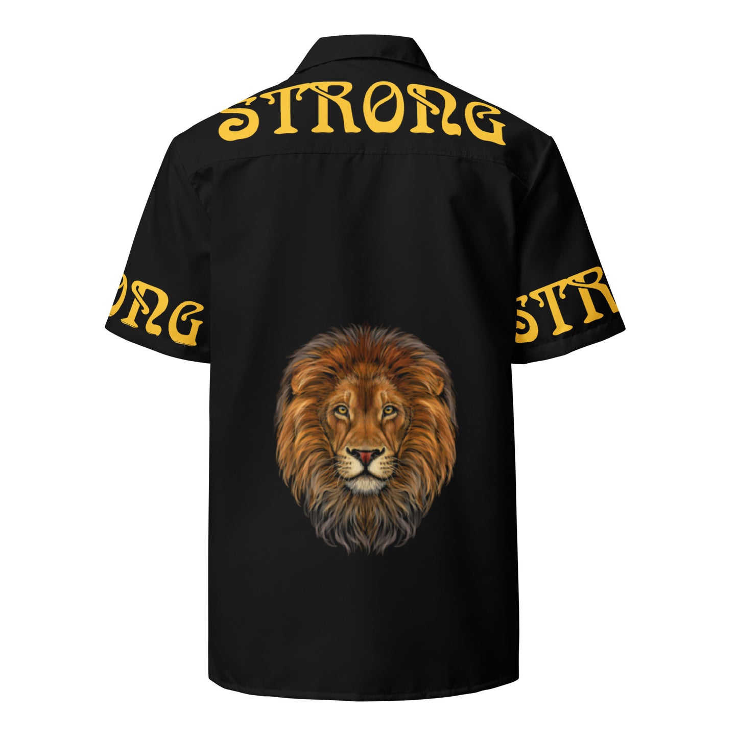 “STRONG” Black Unisex Button Shirt W/Yellow Font