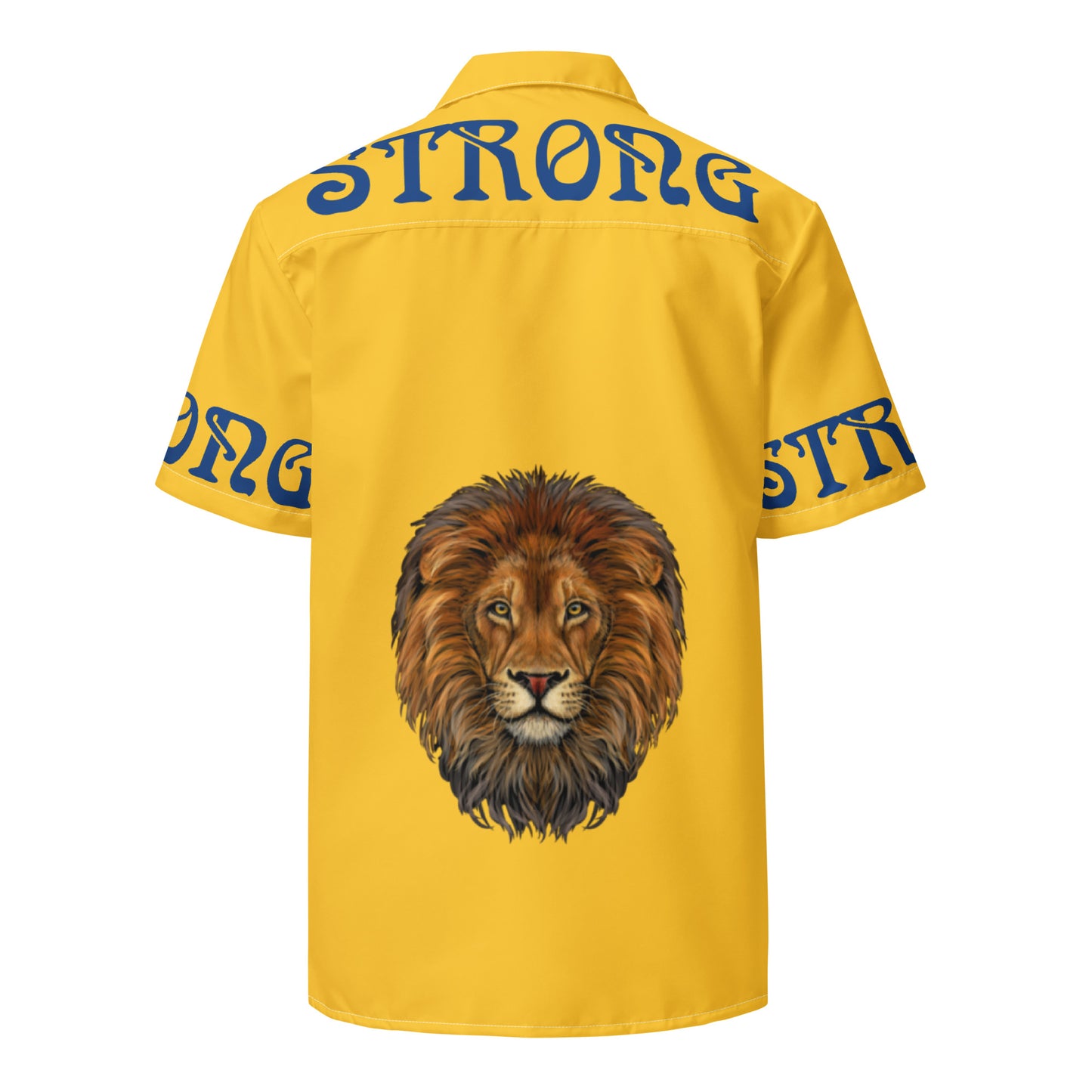“STRONG” Yellow Unisex Button Shirt W/Blue Font