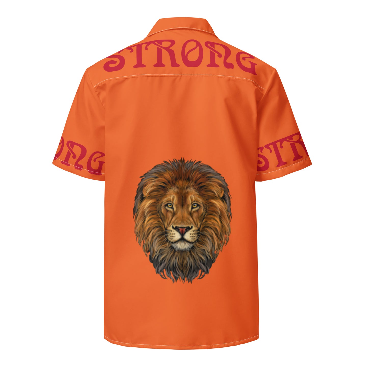 “STRONG” Orange Unisex Button Shirt W/Red Font