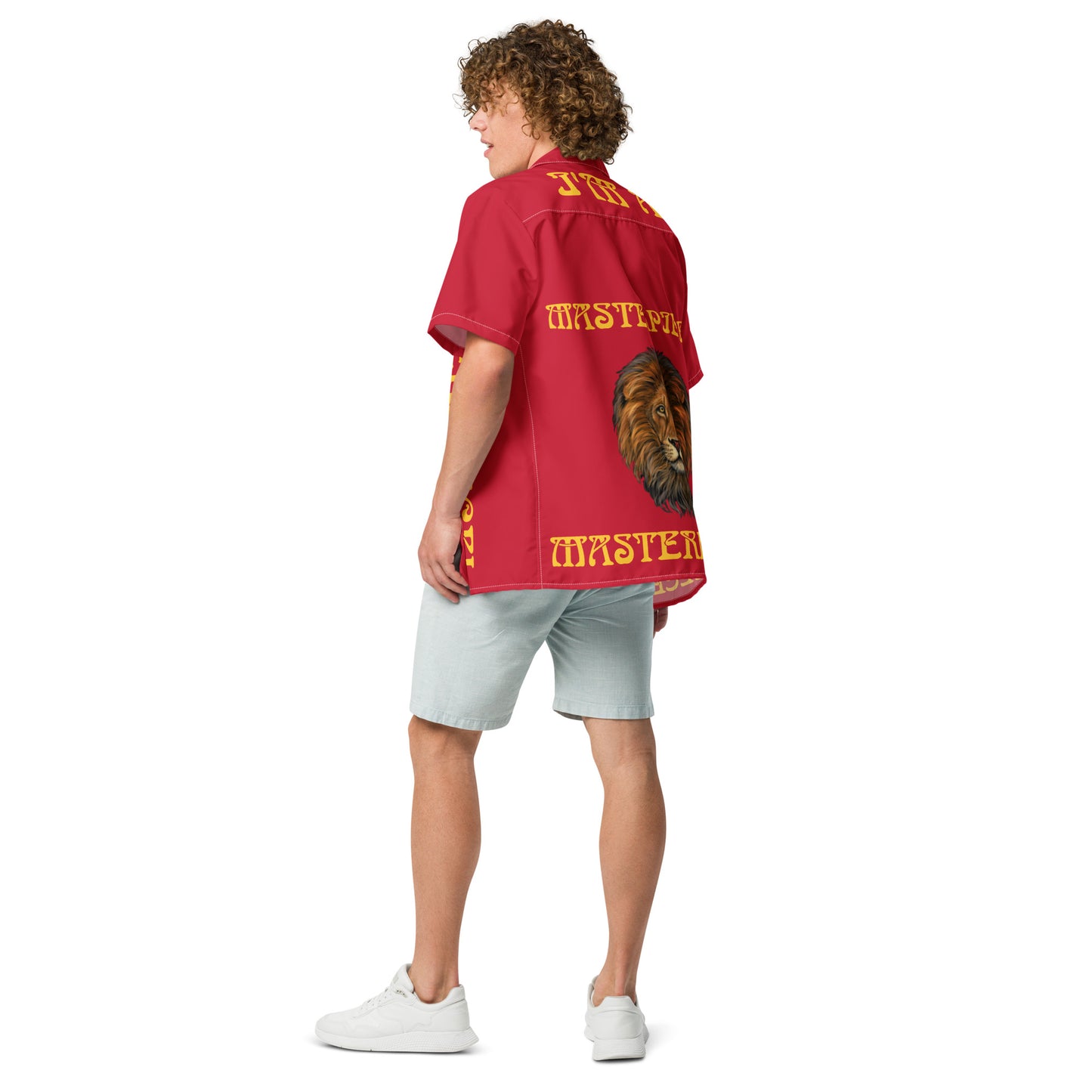 “I’M A MASTERPIECE!” Red Unisex Button Shirt W/Yellow Font