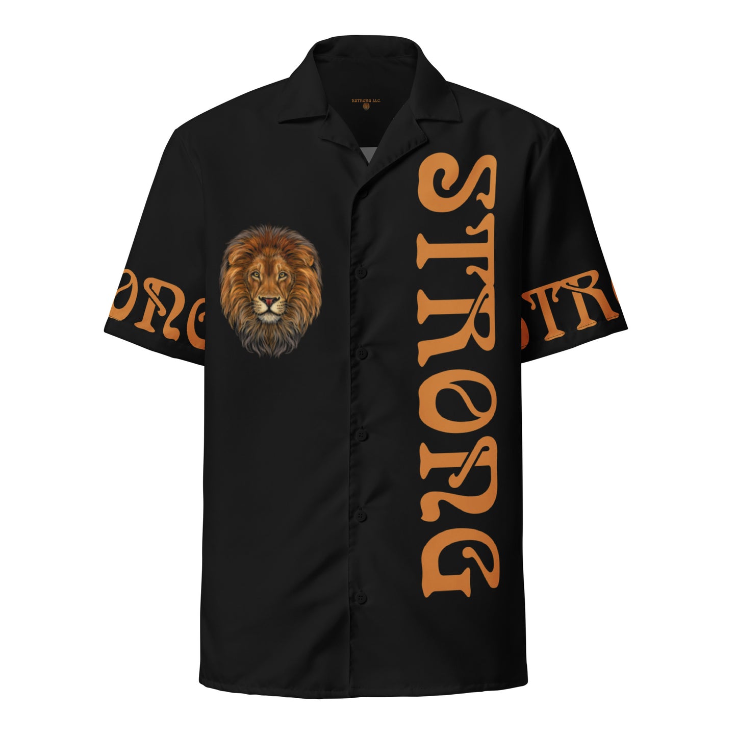 “STRONG” Black Unisex Button Shirt W/Bronze Font