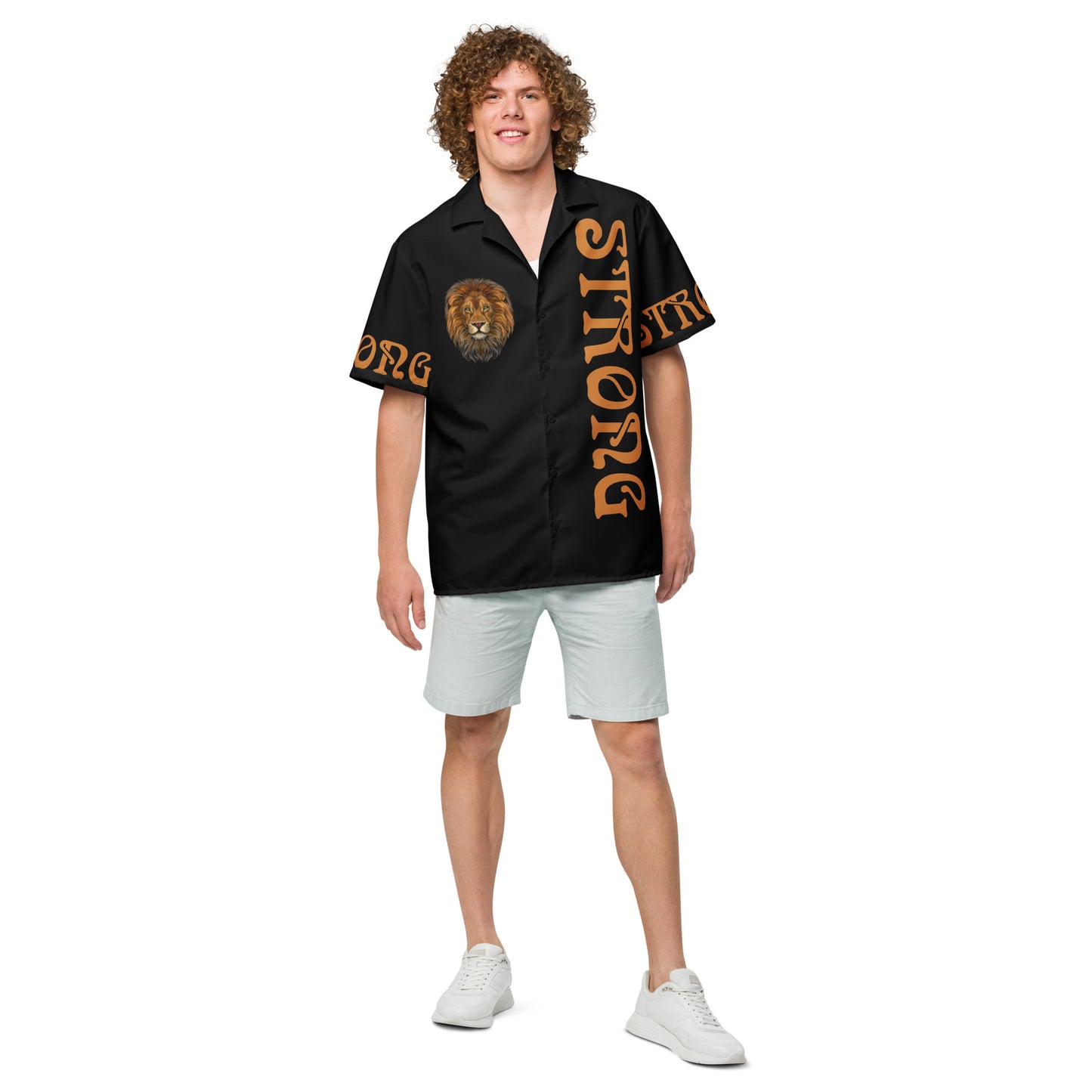 “STRONG” Black Unisex Button Shirt W/Bronze Font