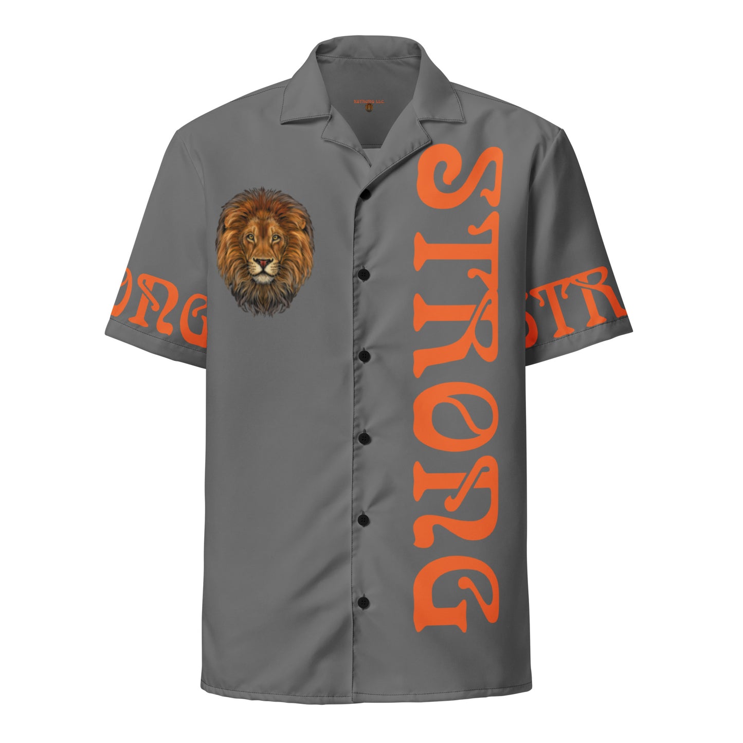 “STRONG” Grey Unisex Button Shirt W/Orange Font