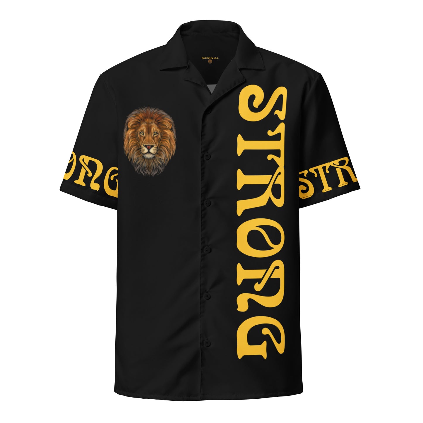 “STRONG” Black Unisex Button Shirt W/Yellow Font
