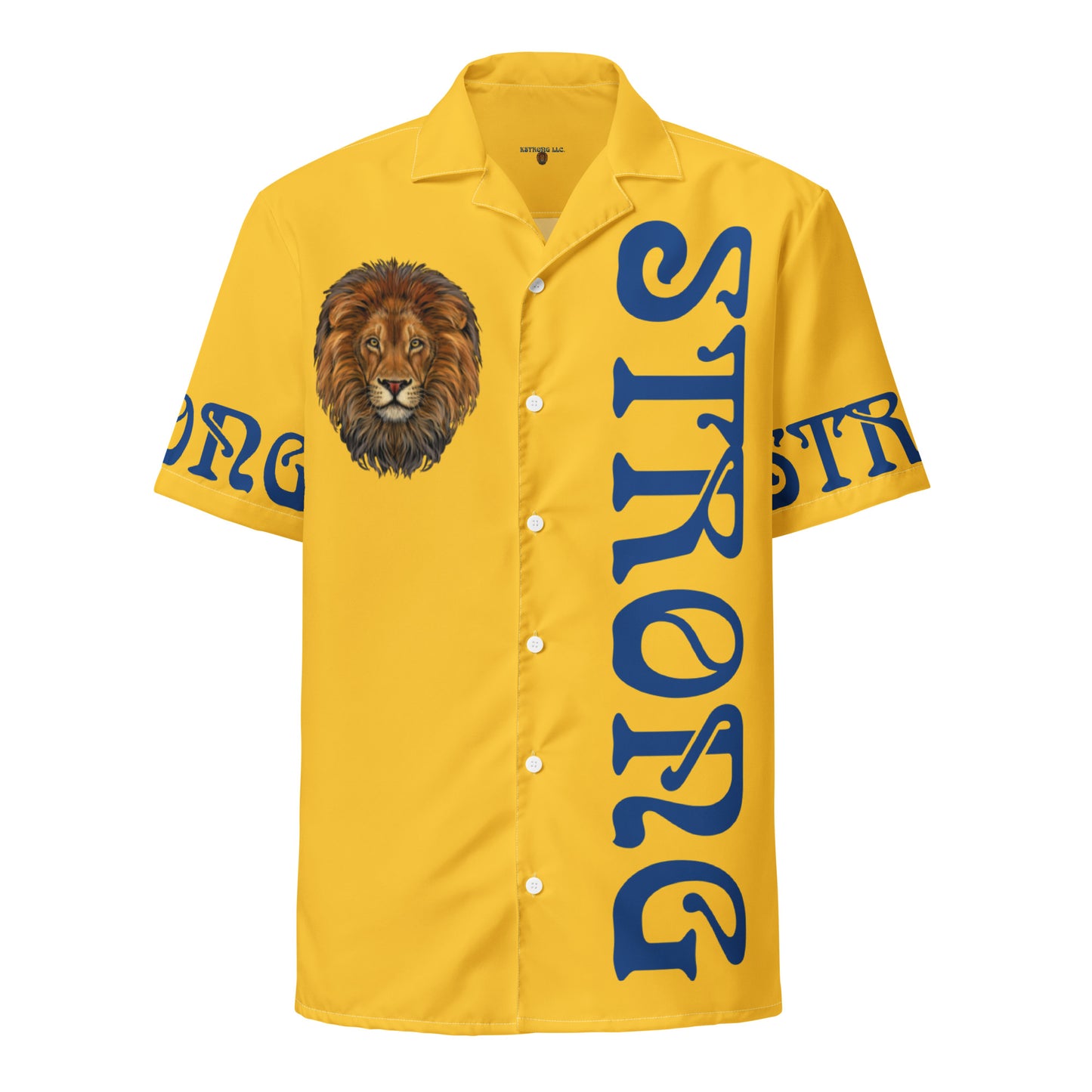 “STRONG” Yellow Unisex Button Shirt W/Blue Font
