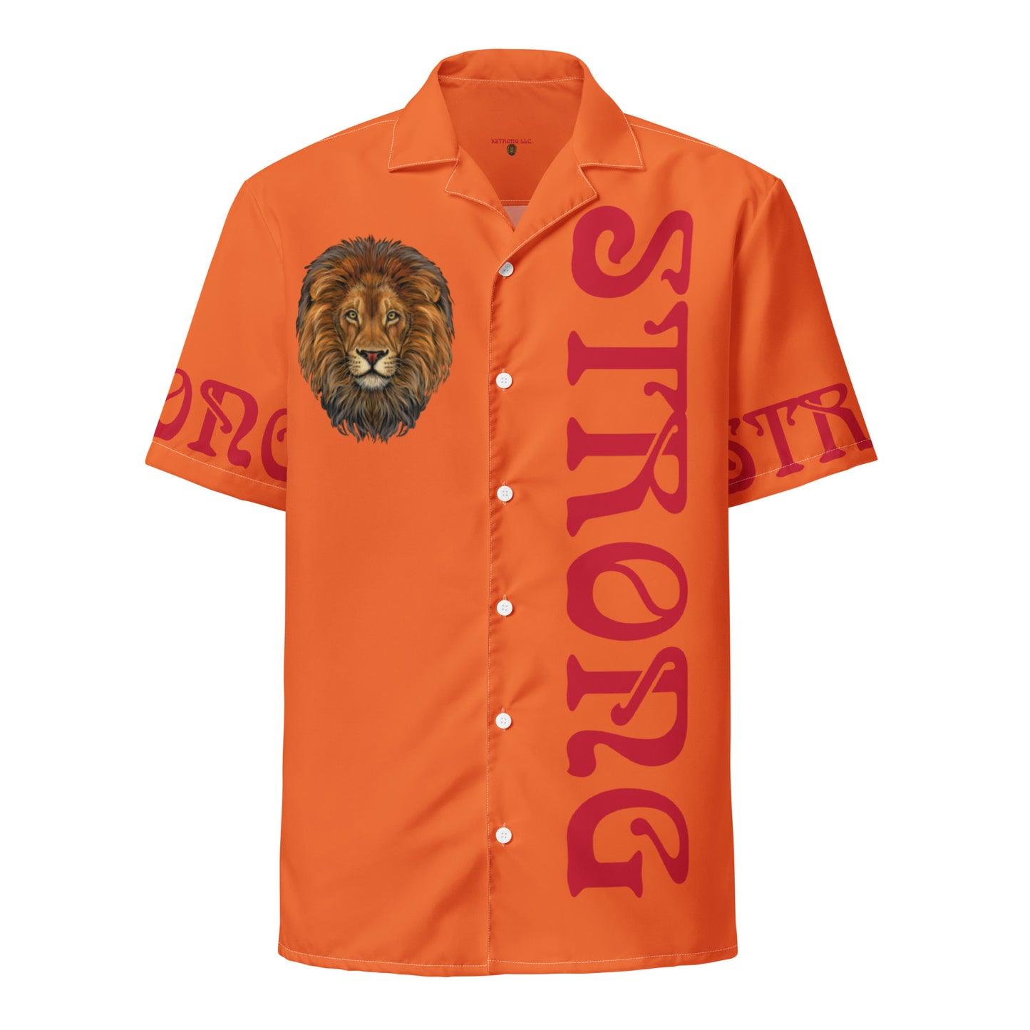 “STRONG” Orange Unisex Button Shirt W/Red Font