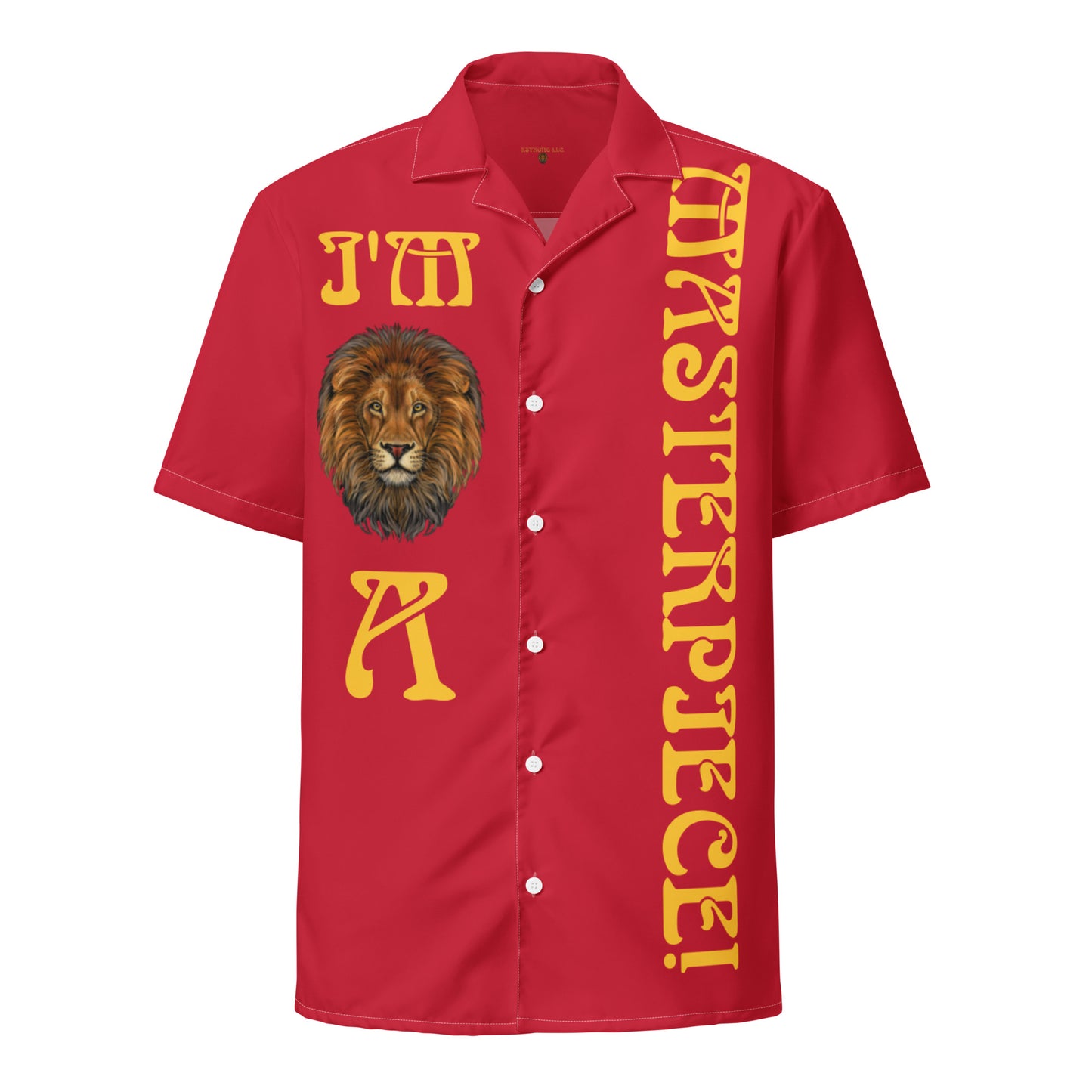 “I’M A MASTERPIECE!” Red Unisex Button Shirt W/Yellow Font