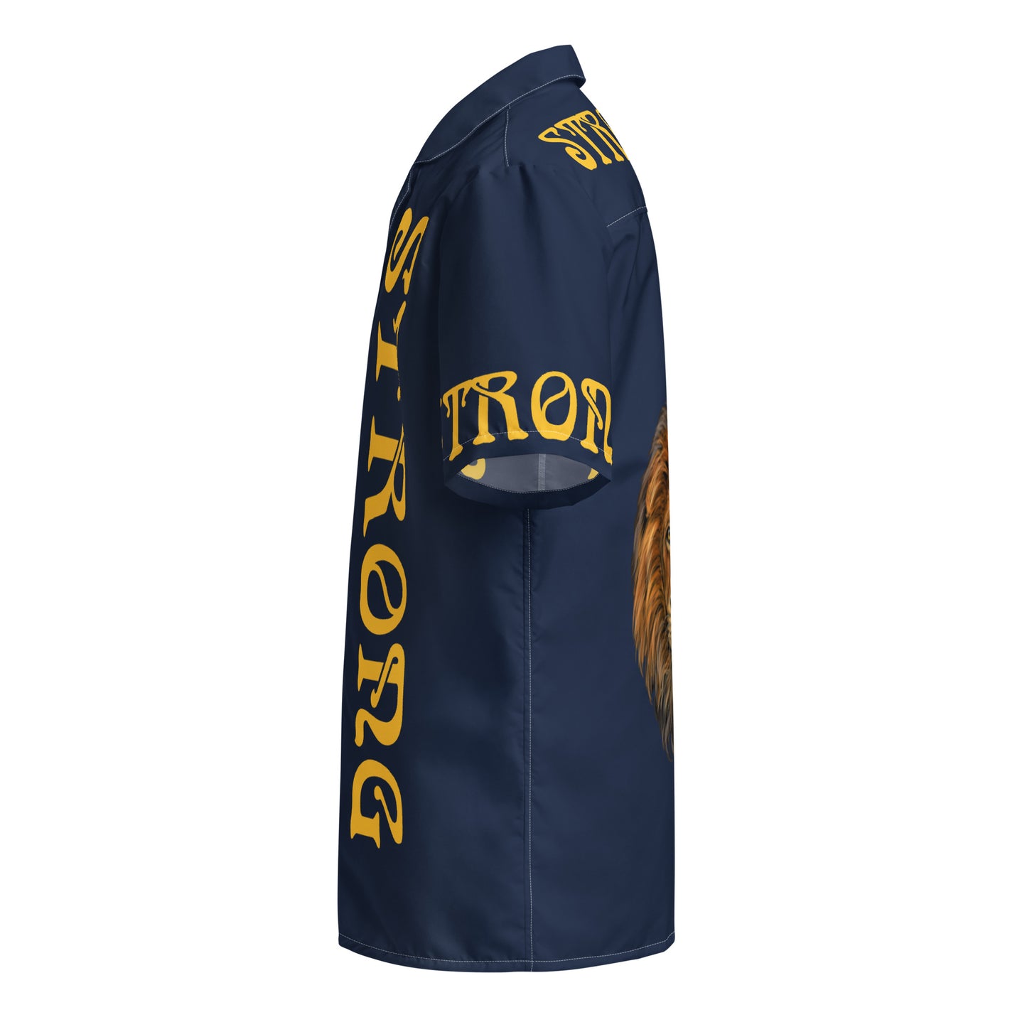 “STRONG” Navy Unisex Button Shirt W/Yellow Font