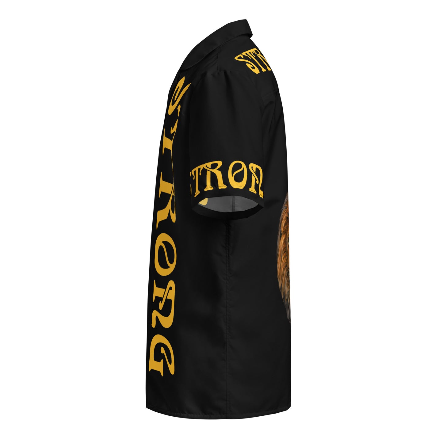 “STRONG” Black Unisex Button Shirt W/Yellow Font