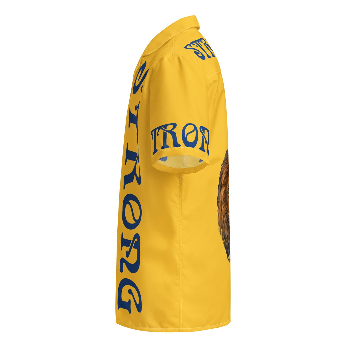 “STRONG” Yellow Unisex Button Shirt W/Blue Font