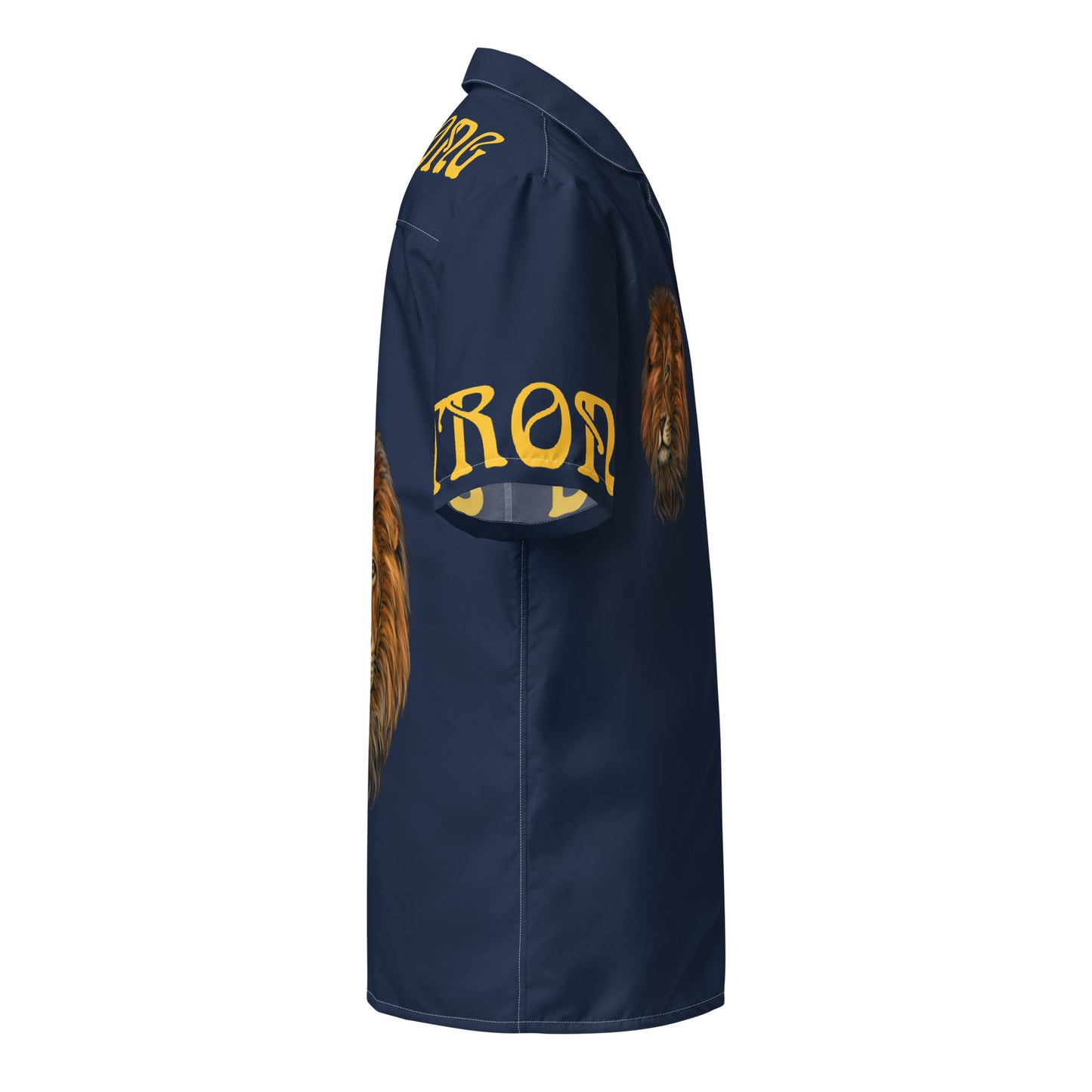 “STRONG” Navy Unisex Button Shirt W/Yellow Font