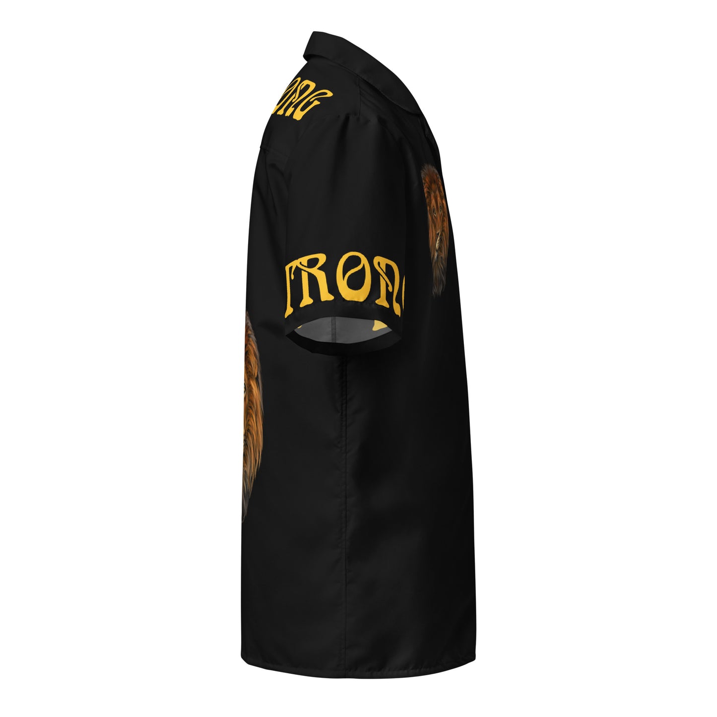 “STRONG” Black Unisex Button Shirt W/Yellow Font