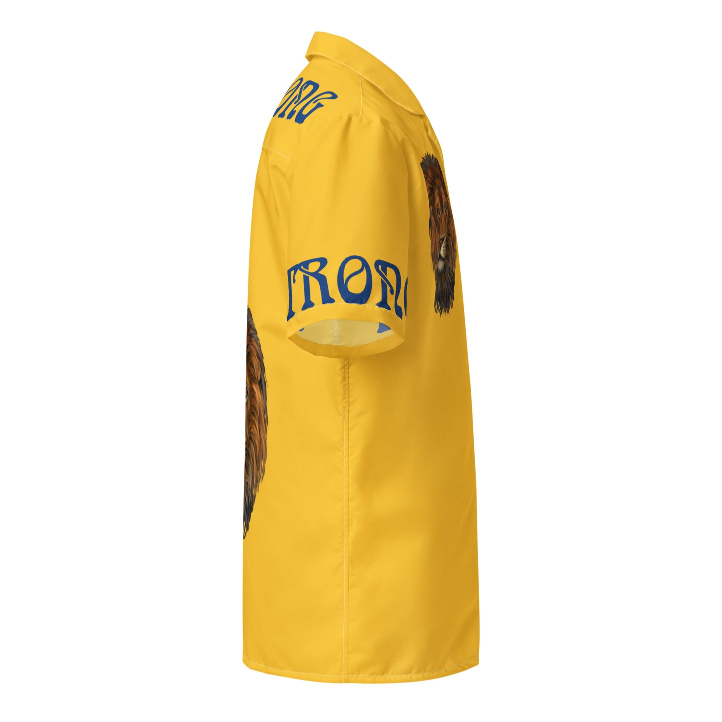 “STRONG” Yellow Unisex Button Shirt W/Blue Font