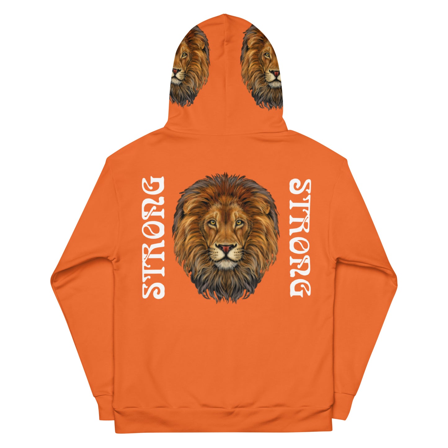 “STRONG”Orange DoubleView Unisex Hoodie W/White Font