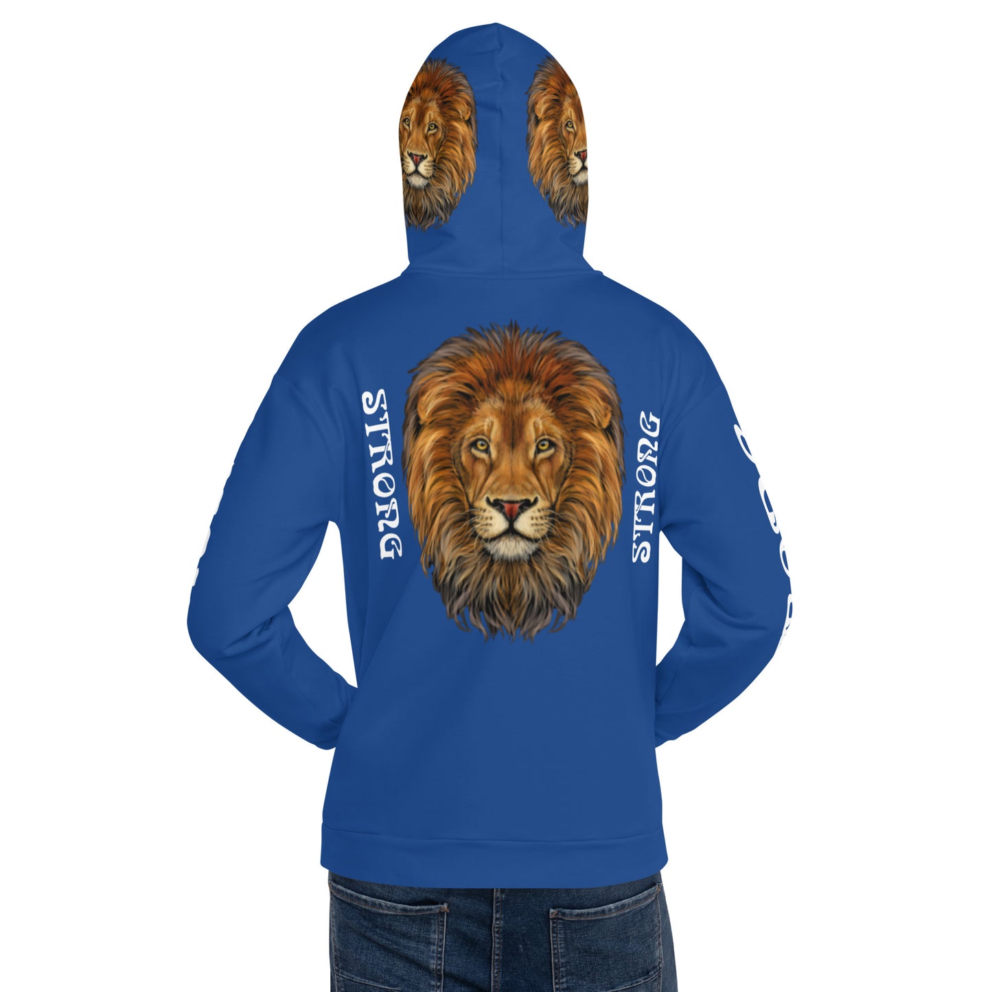 “STRONG”Royal Blue DoubleView Unisex Hoodie W/White Font