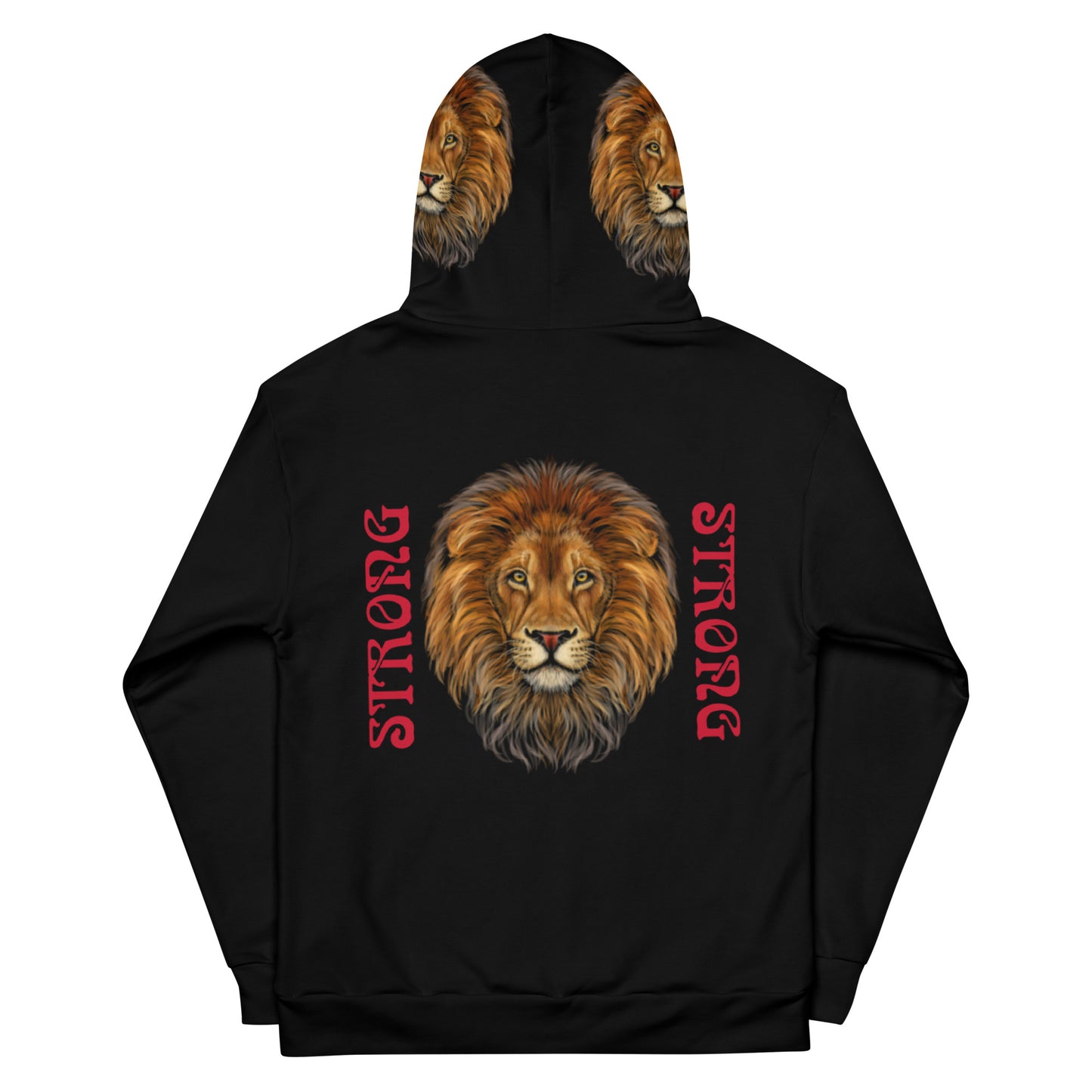 “STRONG”Black DoubleView Unisex Hoodie W/Red Font