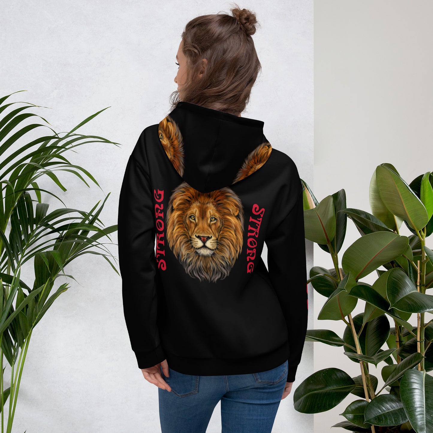 “STRONG”Black DoubleView Unisex Hoodie W/Red Font