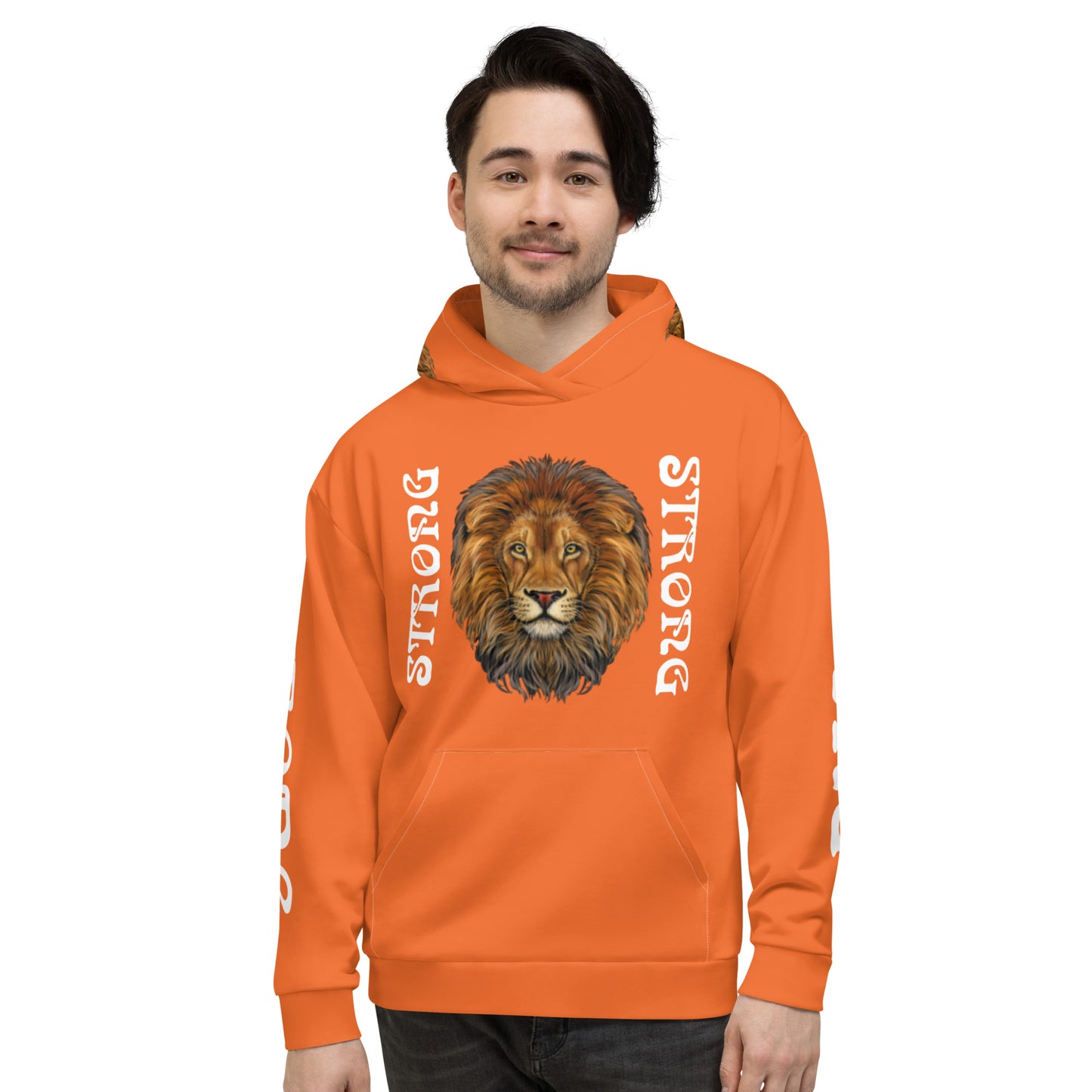 “STRONG”Orange DoubleView Unisex Hoodie W/White Font